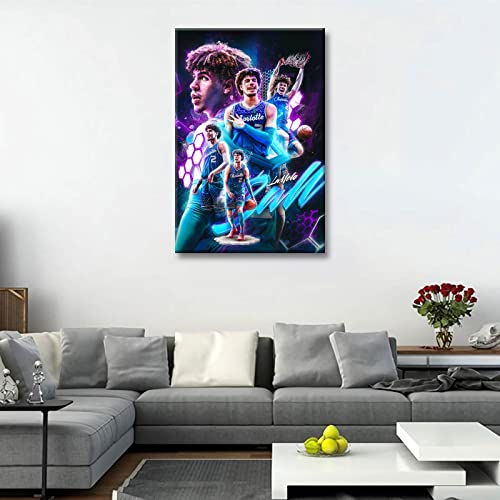 LaMelo Ball Poster Canvas Wall Art Basketball Posters Living Room Bedroom Office Wall Decor (16x24inch-No Frame,A)