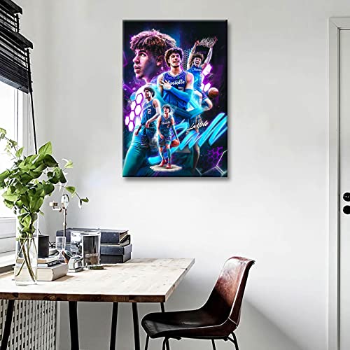 LaMelo Ball Poster Canvas Wall Art Basketball Posters Living Room Bedroom Office Wall Decor (16x24inch-No Frame,A)