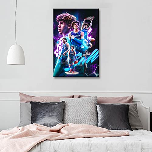 LaMelo Ball Poster Canvas Wall Art Basketball Posters Living Room Bedroom Office Wall Decor (16x24inch-No Frame,A)