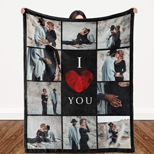 custom blanket memorial gift with photo text collage: made in usa, 10 photos customized blankets personalized throw blanket using my own pictures for family mom dad kids wife or lover – 4 sizes