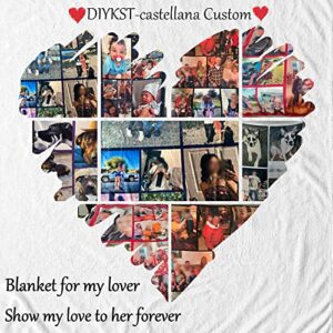 Custom Blanket Memorial Gift with Photo Text Collage: Made in USA, 10 Photos Customized Blankets Personalized Throw Blanket Using My Own Pictures for Family Mom Dad Kids Wife or Lover - 4 Sizes