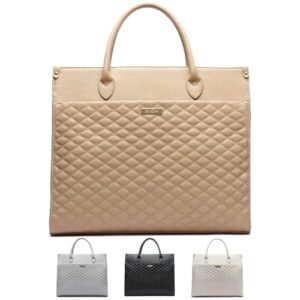 monaco tote bag by luli bebe – women’s designer luxury vegan leather tote bag large, ladies weekender handbag (latte brown)