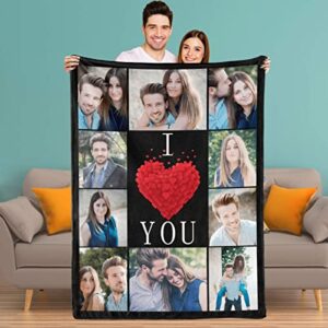 youltar i love you gifts-personalized photos blanket for girlfriend/boyfriend anniversary custom gifts for couples, valentines christmas customized gifts