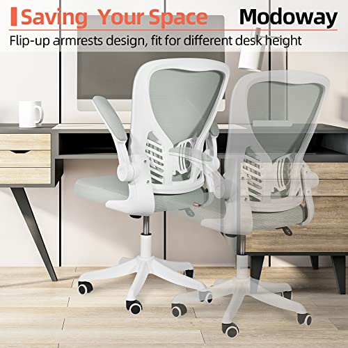 Modoway Desk Chairs with Wheels and Arms Ergonomic Mesh Office Chair with 300LBS Capacity (Grey-1Unit)