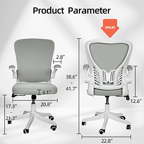 Modoway Desk Chairs with Wheels and Arms Ergonomic Mesh Office Chair with 300LBS Capacity (Grey-1Unit)