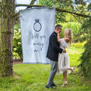 will you marry me woven blanket throw soft fleece – proposal decoration tapestry blanket – engagement photo shoot marry me blanket – 51×71 inches