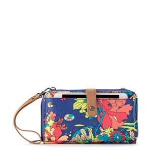 sakroots womens canvas, large smartphone crossbody bag in coated canvas convertible purse with detachable wristlet strap i, royal flower power, one size us