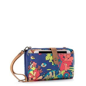 Sakroots Womens Canvas, Large Smartphone Crossbody Bag in Coated Canvas Convertible Purse with Detachable Wristlet Strap I, Royal Flower Power, One Size US