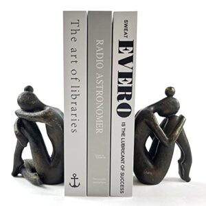LIFFY Decorative bookends - Heavy Duty Bookend Holder Decor - Non Skid Resin Book Ends - Decorative Book Stopper for Shelves, Study, Office Desk, Bedroom, Great Gift for Book Lovers
