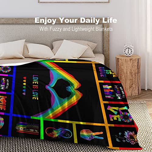 LGBT Blanket Gay Pride Throw Rainbow LGBT Colorful Flannel Soft Warm Blankets Lightweight Fuzzy Plush for Men Women LGBT Gifts 40"x50"