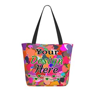 Aziucteh Personalized Tote Bag For Women Custom Tote Handbags Custom Bag Women's Gift For Birthday Valentine'S Day Customized Your Own Photo Picture Text Name Logo