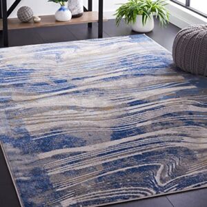 safavieh palma collection 4’5″ x 6’5″ beige/blue pam316a modern contemporary abstract non-shedding area rug
