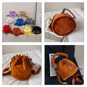 Hobo Bags for Women, Small Bucket Bag, Soft Plush Hobo Purses, Crossbody/Handbag(7.9 * 7.9 * 8.3in) (Rose Red)