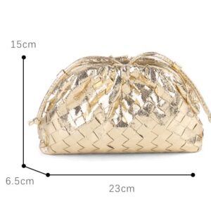 Autumnwell Women Dumpling Crossbody Bag Cloud Evening Bag Sparkly Clutch Purses Drawstring Strap Ruched Shoulder Bag-gold