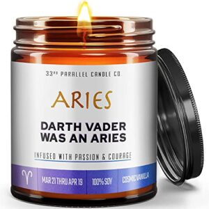 aries gifts for women, astrology gifts for women, zodiac gifts, aries candle, zodiac sign gifts, unique candles, candles gifts for women, birthday gifts for women | hand crafted usa | 9oz