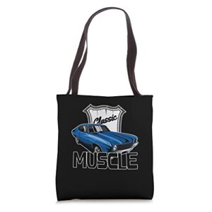 vintage hot rod, classic muscle, men’s american muscle cars tote bag
