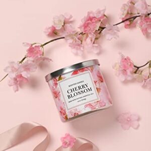 Spring Candle Cherry Blossom Scented Candle 3 Wicks Large Jar, 14 oz