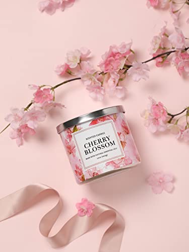 Spring Candle Cherry Blossom Scented Candle 3 Wicks Large Jar, 14 oz