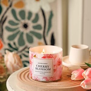 Spring Candle Cherry Blossom Scented Candle 3 Wicks Large Jar, 14 oz