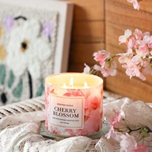 Spring Candle Cherry Blossom Scented Candle 3 Wicks Large Jar, 14 oz