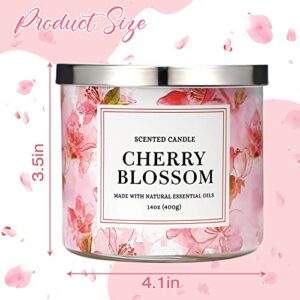 Spring Candle Cherry Blossom Scented Candle 3 Wicks Large Jar, 14 oz