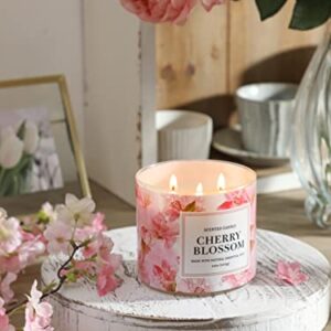 Spring Candle Cherry Blossom Scented Candle 3 Wicks Large Jar, 14 oz