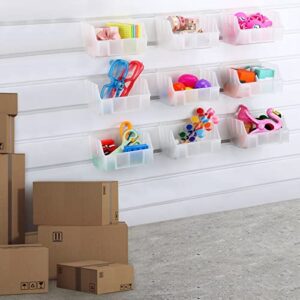 Plastic Slatwall Storage Bins Clear Hanging Stacking Containers Small Stackable Storage Bins for PVC Slatwall Accessories for Hardware Tool Storage Organizing(10 Pieces)