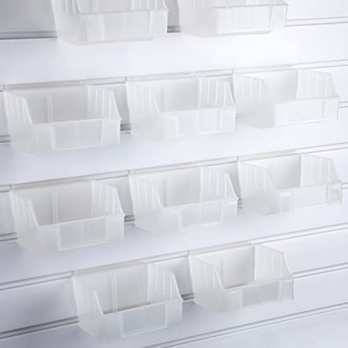 Plastic Slatwall Storage Bins Clear Hanging Stacking Containers Small Stackable Storage Bins for PVC Slatwall Accessories for Hardware Tool Storage Organizing(10 Pieces)