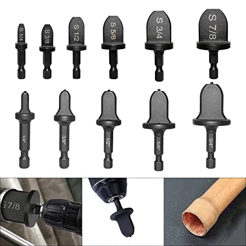 Copper Swaging Tool HVAC Drill, 11 Pcs HVAC Pipe Expander Tool Air Conditioner Manual Copper Pipe Swage Expander Drill Bit with 1/4'' 3/8'' 1/2'' 5/8'' 3/4'' 7/8'' Bits