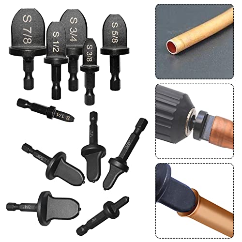 Copper Swaging Tool HVAC Drill, 11 Pcs HVAC Pipe Expander Tool Air Conditioner Manual Copper Pipe Swage Expander Drill Bit with 1/4'' 3/8'' 1/2'' 5/8'' 3/4'' 7/8'' Bits