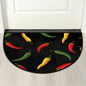 amelia sharpe welcome half round door mat colorful chili pepper red yellow green washable home kitchen art restaurant office floor mats non slip and durable doormats decor 18×30 inch