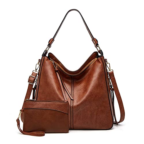 Hobo Bags for Women Vegan Leather Crossbody Bucket Purse Large Top Handle Shouler Purses Handbags Brown