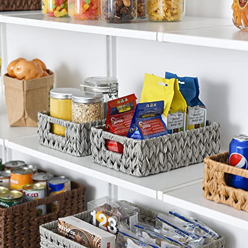 GRANNY SAYS Bundle of 3 Sets Wicker Storage Baskets for Organizing Pantry