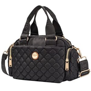 katloo medium crossbody purse for women satchel shoulder designer handbags fashion tote bags with multiple pockets top handle (black)