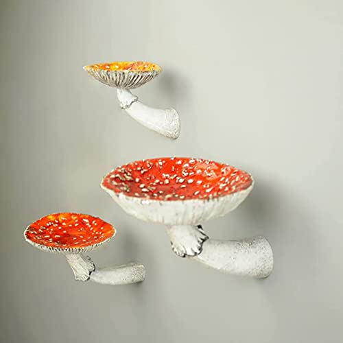 Jorzer Mushroom Hanging Shelf,Wall Floating Shelf Mushroom Shaped Resin Hanging Ornaments Home Decor Wall Storage Shelves for Bedroom, Living Room, Bathroom Floating Shelves