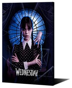 wednesday addams jenna ortega poster tv series poster canvas wall art room aesthetic picture paintings for living room bedroom decoration 12x18inch unframed