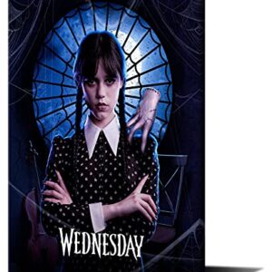 Wednesday Addams Jenna Ortega Poster TV Series Poster Canvas Wall Art Room Aesthetic Picture Paintings for Living Room Bedroom Decoration 12X18inch Unframed