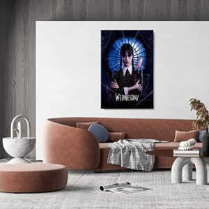 Wednesday Addams Jenna Ortega Poster TV Series Poster Canvas Wall Art Room Aesthetic Picture Paintings for Living Room Bedroom Decoration 12X18inch Unframed
