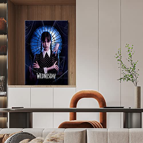 Wednesday Addams Jenna Ortega Poster TV Series Poster Canvas Wall Art Room Aesthetic Picture Paintings for Living Room Bedroom Decoration 12X18inch Unframed