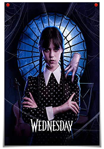 Wednesday Addams Jenna Ortega Poster TV Series Poster Canvas Wall Art Room Aesthetic Picture Paintings for Living Room Bedroom Decoration 12X18inch Unframed