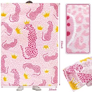 Pink Preppy Leopard Throw Blanket Cute Preppy Stuff Flannel Pink Print Soft Plush Leopard Crown Blanket Cozy Blanket Preppy Bedding Stuff Preppy Room Decor for Bed Dormitory Living Sofa, 55 x 38 in