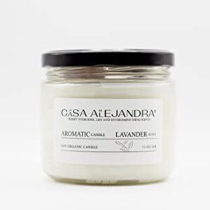 Lavander Aromatherapy Candle with Amethyst and Rose Quartz + Soy Wax + Scented Oil + Cinnamon Decoration + Quartz + Healing Crystal +12 oz. La CASA de ALEJANDRA