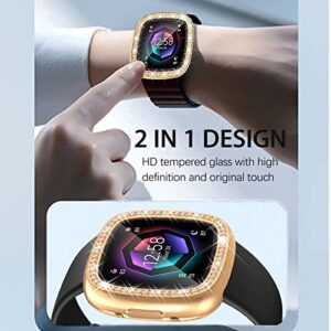 Wugongyan Compatible with Fitbit Versa 4 & Fitbit Sense 2 Screen Protector Case Bling Diamond Crystal TPU Full Protective Face Cover for Women Girls Smartwatch Accessories(5-Pack, Brilliant Colors)