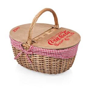 picnic time 138-00-300-914-0 country picnic basket, coca-cola red & white gingham pattern