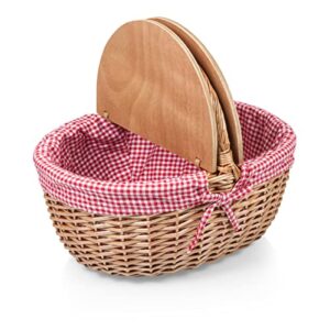 PICNIC TIME 138-00-300-914-0 Country Picnic Basket, Coca-Cola Red & White Gingham Pattern
