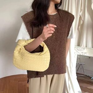 JBB Woven Handbag Bag for Women Leather Shoulder Bags Knotted Purse Soft Mini Hobo Clutch