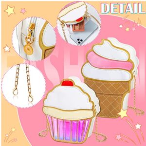 2 Pieces Cupcake Ice Cream Crossbody Handbag Cupcake PU Crossbody Shoulder Bag Ice-cream Crossbody Small Purse Cell Phone Shoulder Bag for Girls Women