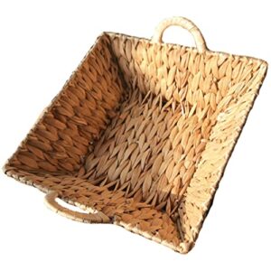 zerodeko straw storage basket hyacinth storage basket with handles wicker basket for organizing woven box cube basket bin shelf seagrass weave organizer for nursery organizing toys