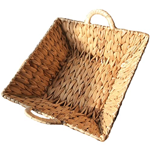 Zerodeko Straw Storage Basket Hyacinth Storage Basket with Handles Wicker Basket for Organizing Woven Box Cube Basket Bin Shelf Seagrass Weave Organizer for Nursery Organizing Toys