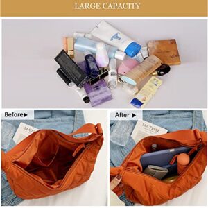 Hobo Bags for Women Fashion Puffer Shoulder Bag Small Tote Crossbody Bags for Women Casual Satchel Purses (Orange)